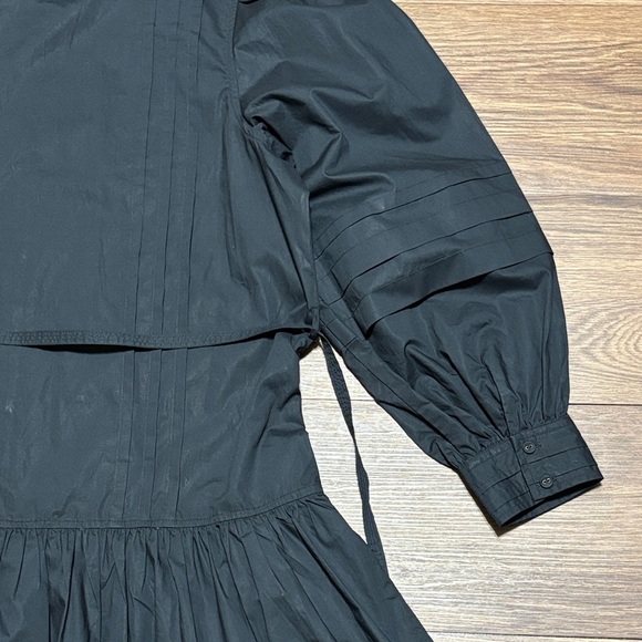 Ulla Johnson Black Cotton Tiered Button Front Dress Size 14 - Picture 7 of 10